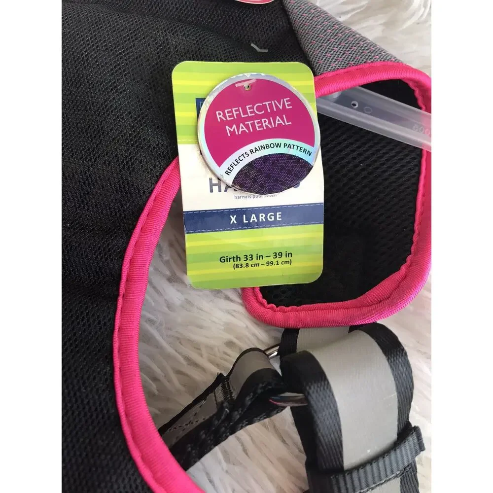 TOP PAW Comfort Dog Harness W Rainbow Reflective Material Pink Black Grey XLarge